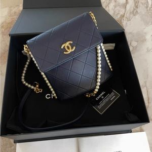 Chanel Small Hobo Bag (With Pearl Chain)